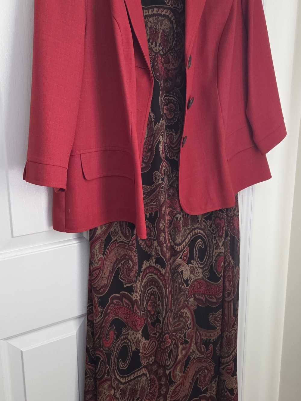 Studio I Red Women's Paisley Dress with Blazer